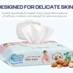 Baby Wet Wipes for Newborns | 99% Purified Water, Alcohol-Free Wipes with Almond Oil & Shea Butter | Gentle Moisturizing Baby Wipes for Sensitive Skin | Pack Of 2 X 60 Count