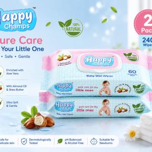Happy Champs Baby Wet Wipes (120 Wipes)