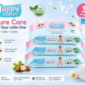 Happy Champs Baby Wet Wipes (180 Wipes)